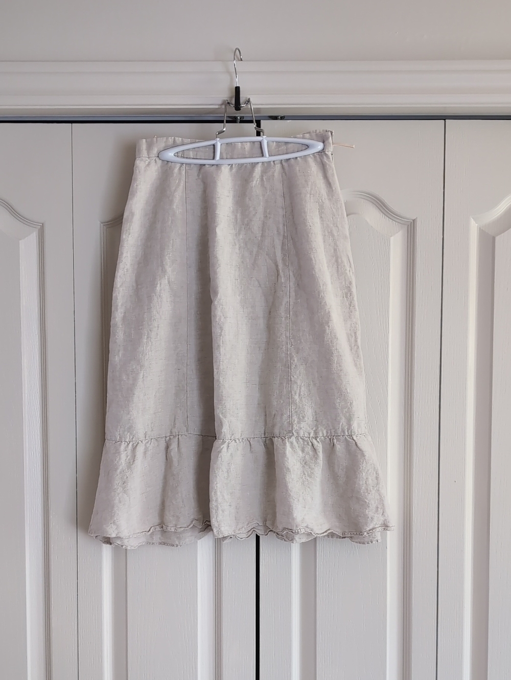 Wilfred Cream Linen Ruffle Hem Women's Skirt